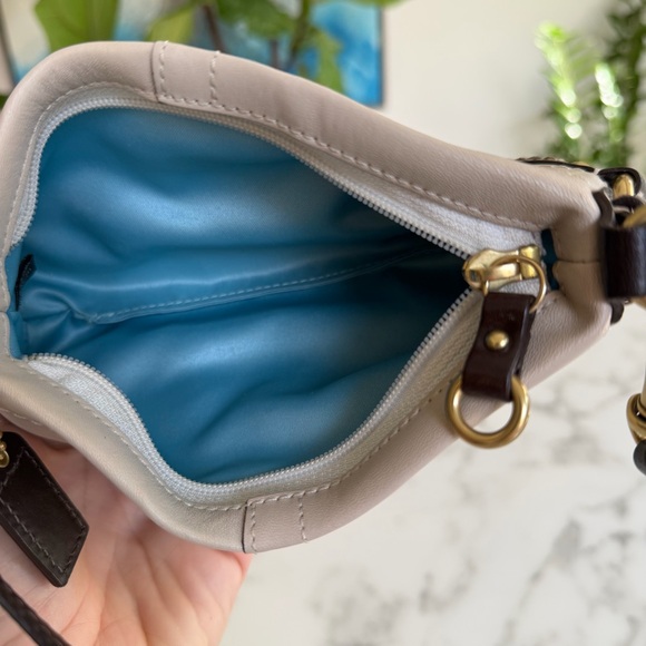 COACH Y2K Vintage Carly Leather Wristlet Mini Bag 40492 Parchment Ivory Brown - Picture 12 of 15